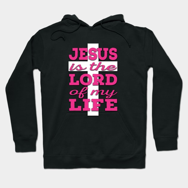 Jesus is Lord (pink and white) Hoodie by VinceField